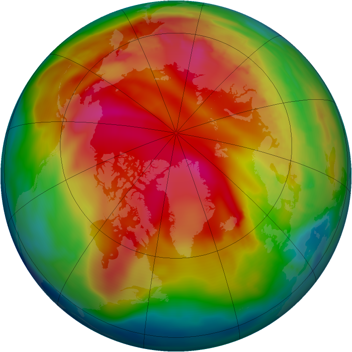 Arctic ozone map for 31 January 2009
